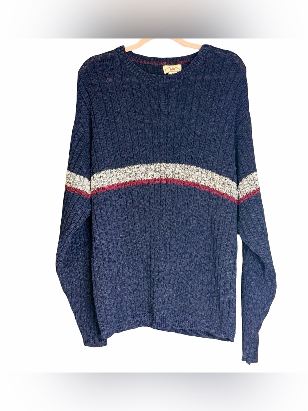Vintage County Seat Stripe Textured Sweater Oversized 90’s Grunge